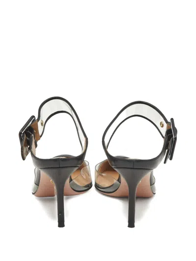 Pre-owned Aquazzura Buckle-detail Leather Sandals In Black