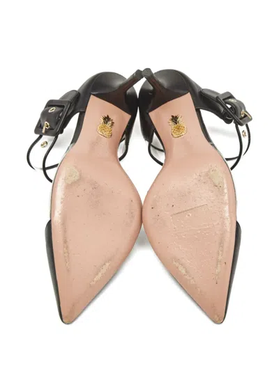 Pre-owned Aquazzura Buckle-detail Leather Sandals In Black