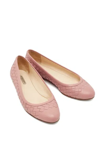 Pre-owned Bottega Veneta Intrecciato Leather Ballet Flats In Pink