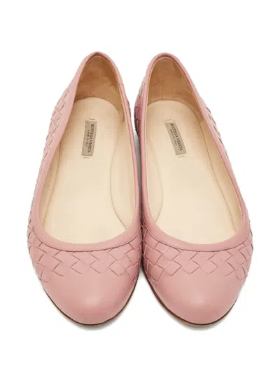 Pre-owned Bottega Veneta Intrecciato Leather Ballet Flats In Pink