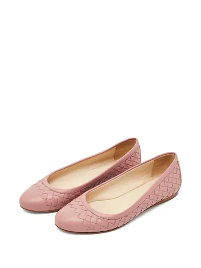 Pre-owned Bottega Veneta Intrecciato Leather Ballet Flats In Pink