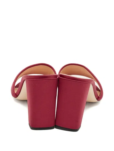 Pre-owned Fendi Embroidered Block-heel Sandals In Red