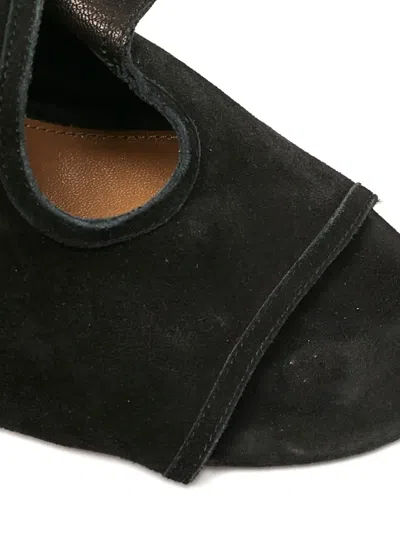 Pre-owned Aquazzura Cut-out Suede Sandals In Black