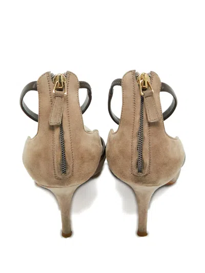 Pre-owned Malone Souliers Robyn Suede Ankle-strap Pumps In Neutral