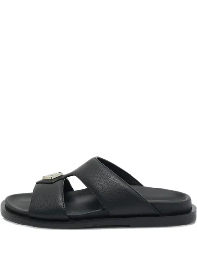 Pre-owned Dior Alias Leather Slide In Black