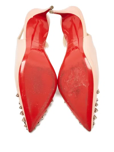 Pre-owned Christian Louboutin Spike-embellished Pointed-toe Slingback Pumps In Pink