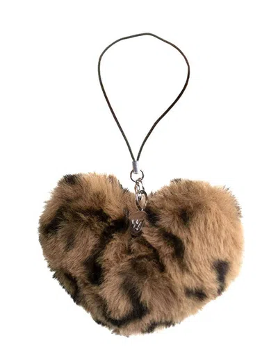 Wildflower Fuzzy Heart W/ Wf Charm Leopard In Brown