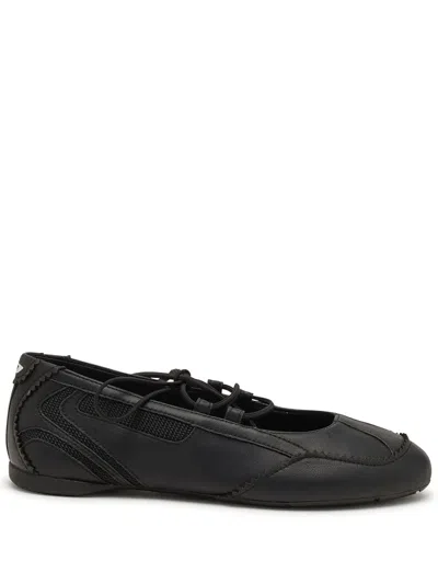 Diesel Lace-up Ballet Flats In Black