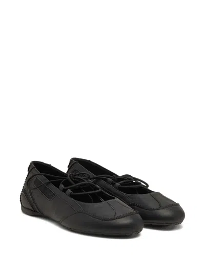 Diesel Lace-up Ballet Flats In Black