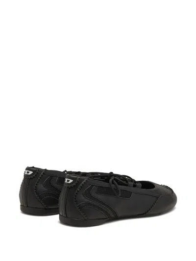 Diesel Lace-up Ballet Flats In Black