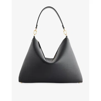 Totême Suede Leather Shoulder Bag With Detachable Handle In Black