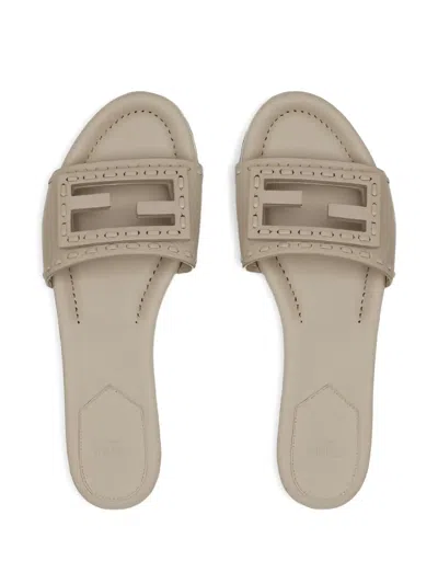 Fendi Ff-motif Sandals In Neutral