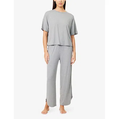 Barefoot Dreams Womens Dark Heather Gray Short-sleeve Boxy Jersey T-shirt In Gray