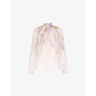 Zimmermann Womens Cream Aviary Floral Billow Woven Blouse