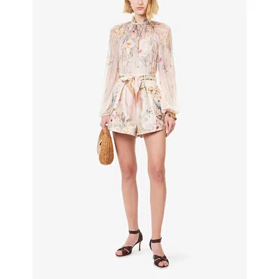 Zimmermann Womens Cream Aviary Floral Billow Woven Blouse