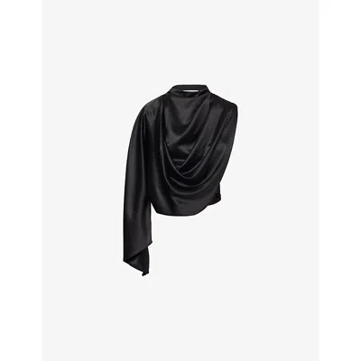 Camilla And Marc Womens Black Arion Draped Woven Top In Black