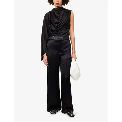 Camilla And Marc Womens Black Arion Draped Woven Top In Black