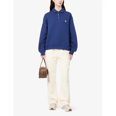 The Couture Club Womens Deepblue Emblem-embroidered Cotton Rugby Top In Blue