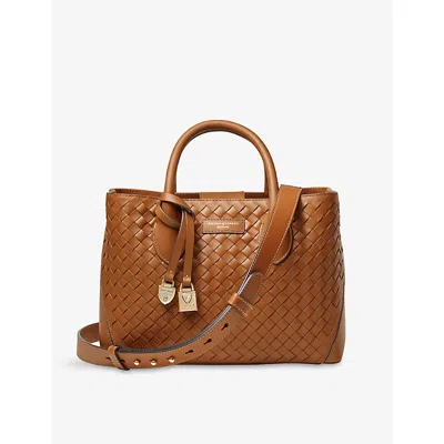 Aspinal Of London Womens Tan Midi London Leather Tote Bag In Brown