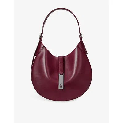 Polo Ralph Lauren Womens Pomegranate Curved Leather Shoulder Bag In Red