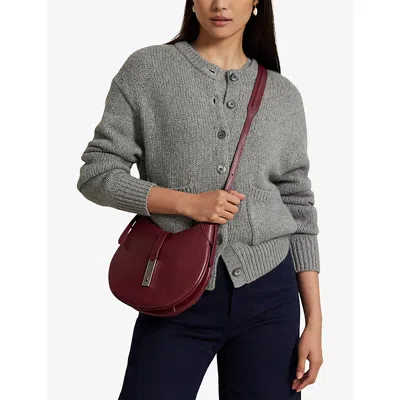 Polo Ralph Lauren Womens Pomegranate Curved Leather Shoulder Bag In Red