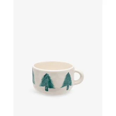 Anna + Nina Green Christmas Forest Cappuccino Earthenware Mug 13cm In Green