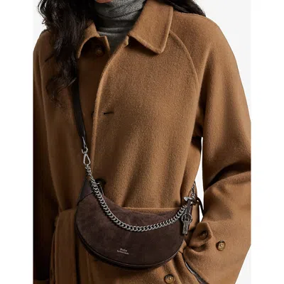 Polo Ralph Lauren Womens Chocolate/tobacco Curved Suede Cross-body Bag