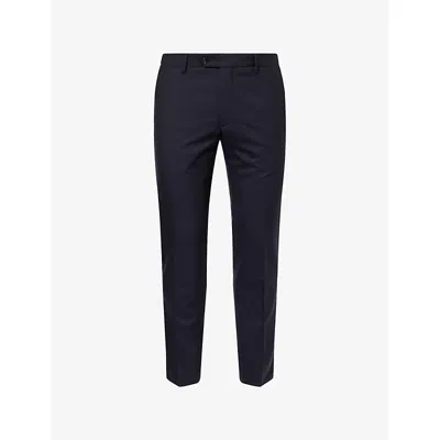 Oscar Jacobson Mens Navy Diego Regular-fit Microstructure Wool Trousers In Blue