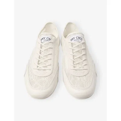 Jimmy Choo Sunny Leather-trimmed Lace Sneakers In White