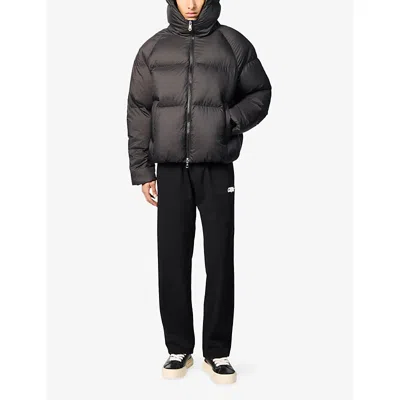 Cole Buxton Mens Black Camouflage-pattern Hooded Shell-down Jacket In Black