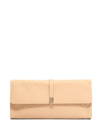 Loulou De Saison Mohini Ostrich-effect Leather Clutch Bag In Neutral