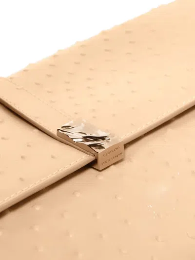 Loulou De Saison Mohini Ostrich-effect Leather Clutch Bag In Neutral