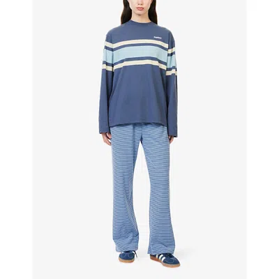 Sisters & Seekers Womens Blue Wilbur Striped Stretch-woven Jogging Bottoms Xs In Blue