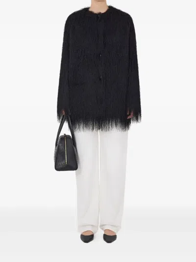 Loulou De Saison Filipo Fringed Button Coat In Black