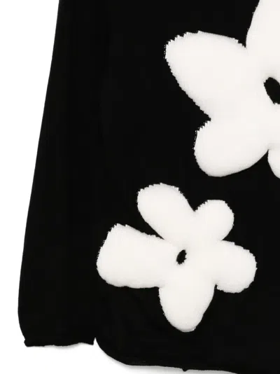 Comme Des Garçons Stuffed-flower Jumper In Black