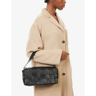 St.agni Womens Black Envelope Mini Leather Tote Bag In Black