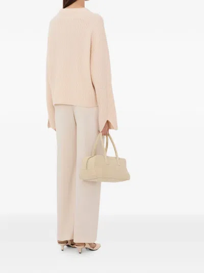 Loulou De Saison Axel Lds Ribbed Flared Knitwear In Pink