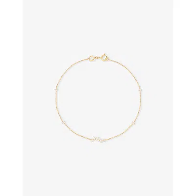 Astrid & Miyu Womens 14ct Solid Gold Cluster 14ct Yellow Gold And Lab-grown Diamond Bracelet In Gold