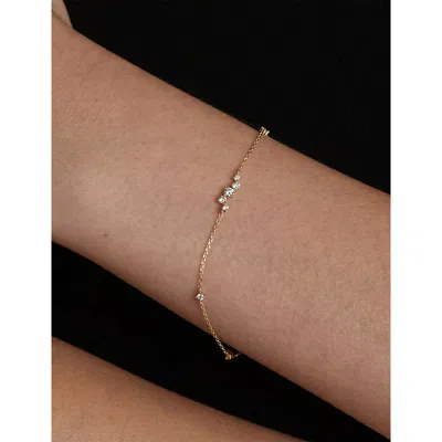 Astrid & Miyu Womens 14ct Solid Gold Cluster 14ct Yellow Gold And Lab-grown Diamond Bracelet In Gold