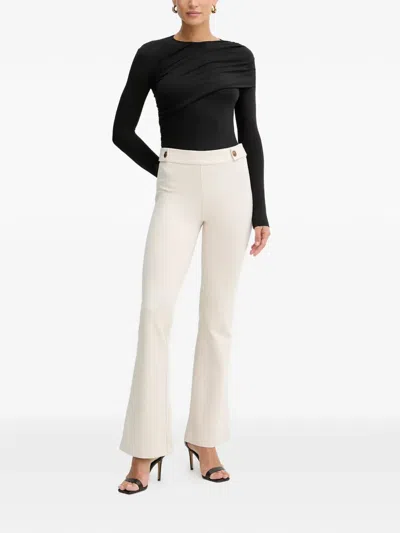 Guess Usa Button Flared Trousers In Neutral