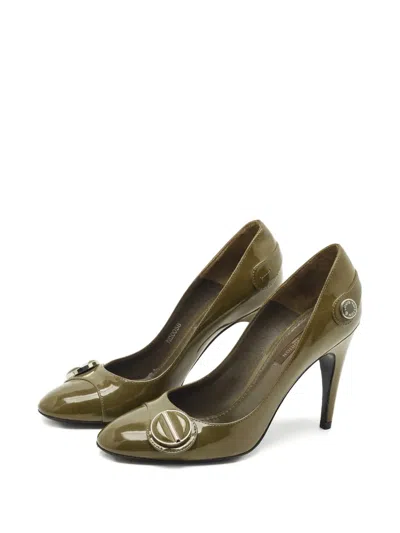 Pre-owned Louis Vuitton Almond-toe Leather Pumps In Green