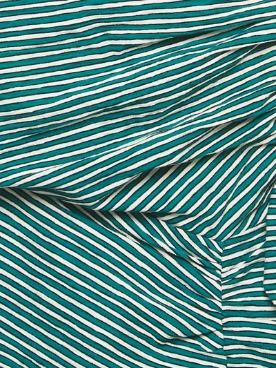 Pre-owned Sandro Striped Ruffled Mini Dress In Blue