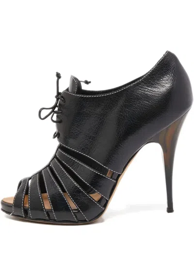 Pre-owned Giuseppe Zanotti Vintage 120mm Cut-out Heeled Booties In Black