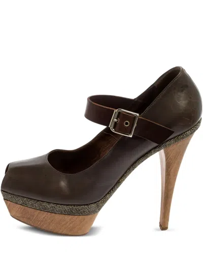 Pre-owned Marni 2024 Leather Platform Mary Jane Pumps In Brown