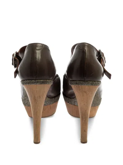 Pre-owned Marni 2024 Leather Platform Mary Jane Pumps In Brown