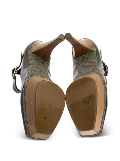 Pre-owned Marni 2024 Leather Platform Mary Jane Pumps In Brown