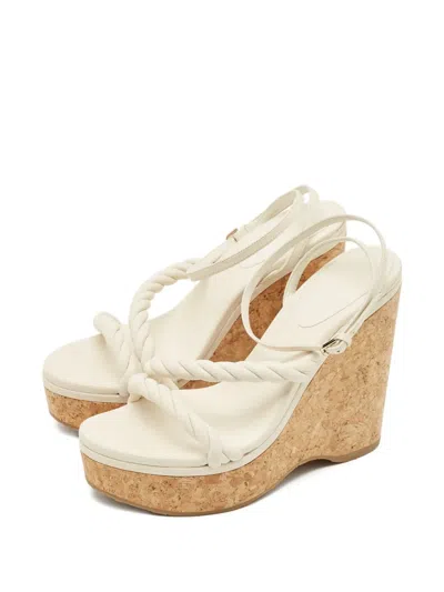 Pre-owned Jimmy Choo Diosa Wedge Sandals In Neutral