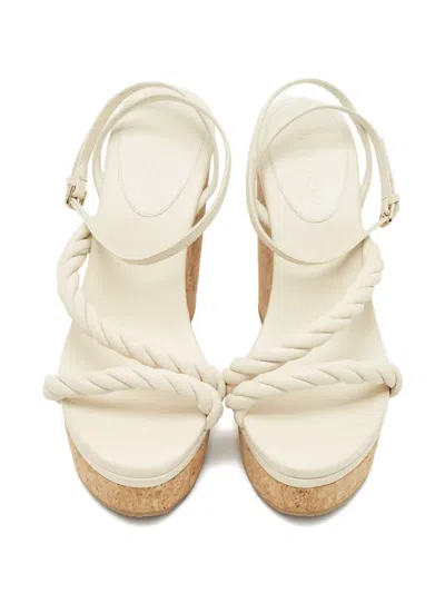 Pre-owned Jimmy Choo Diosa Wedge Sandals In Neutral
