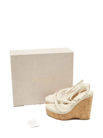 Pre-owned Jimmy Choo Diosa Wedge Sandals In Neutral