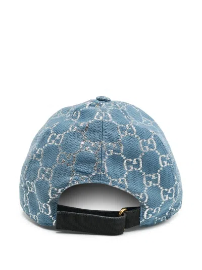 Pre-owned Gucci Gg-pattern Baseball Cap In Blue